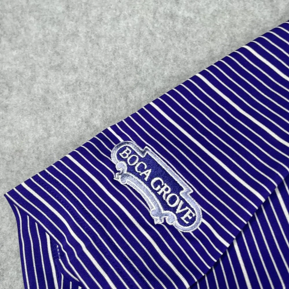 Adidas Polo Shirt Polo Shirt Small Purple White Striped Performance Stretch New